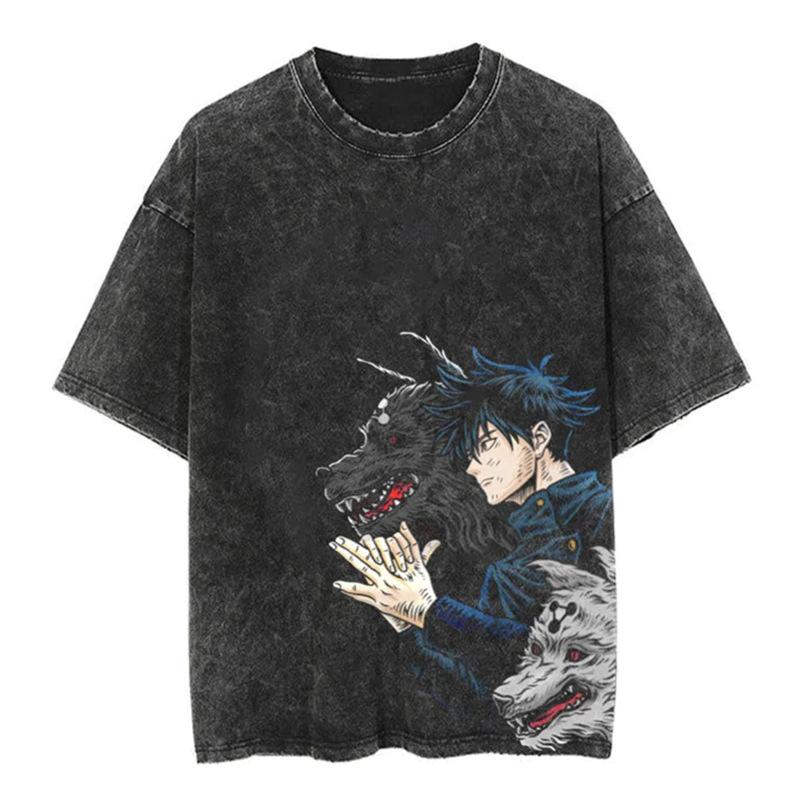 Cartoon Spell Battle Oversized Retro 3D Printed Loose Large Round Neck Cotton Short Sleeve T-Shirts Men’s
