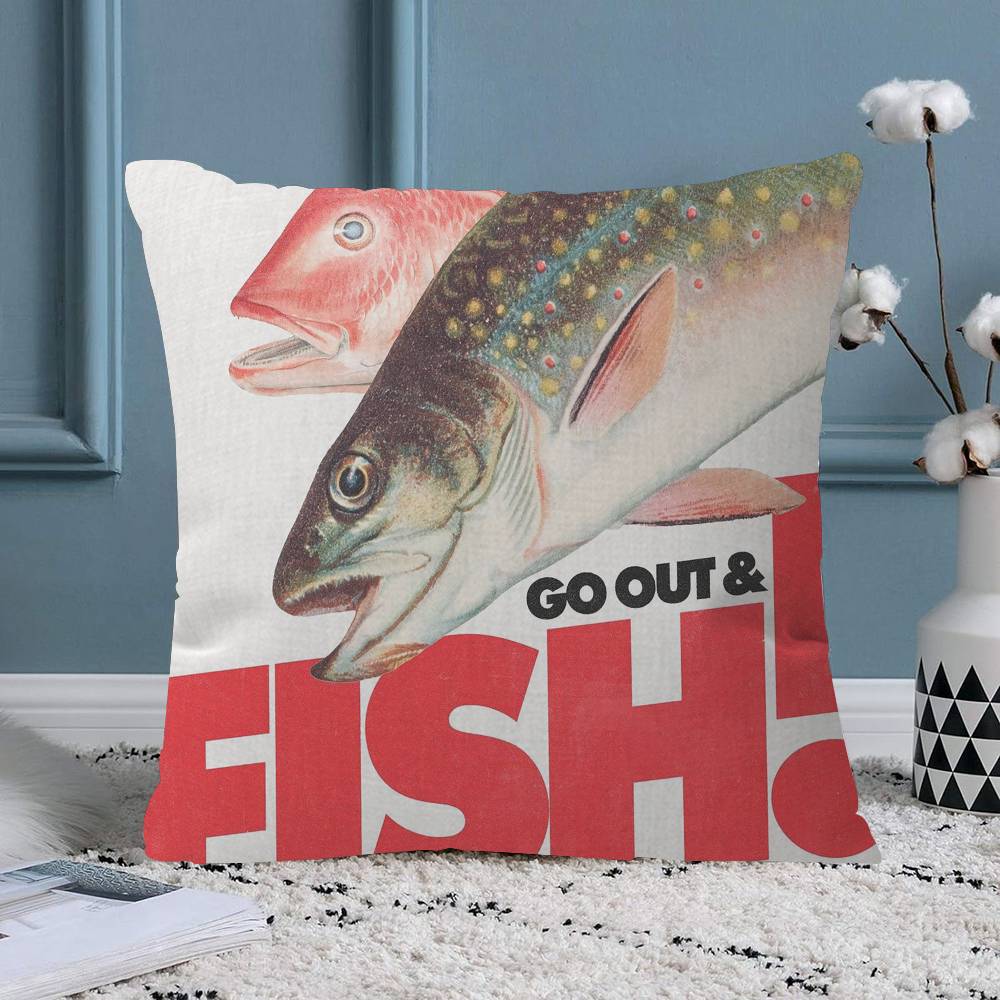 Sardines Pillow Covers Cartoon Sofa Decorative Home Doublesided Printing Short Plush Cute Cushion Cover