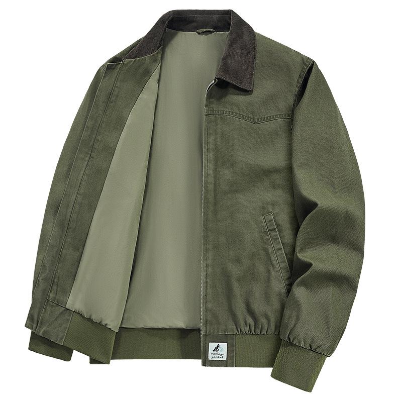 Thin Jacket, Loose Clothes, Large Size Top, Spring and Autumn Young Men's Lapel Wash Tooling Jacket