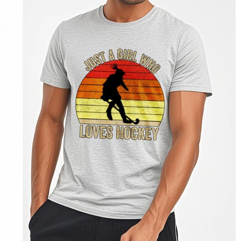 Relaxed Fit Teeshirt Boys Short Sleeve T Shirt Plus Size Just A Girl Who Loves Hockey Fashionable Unisex Teeshirt Round Neck Tee