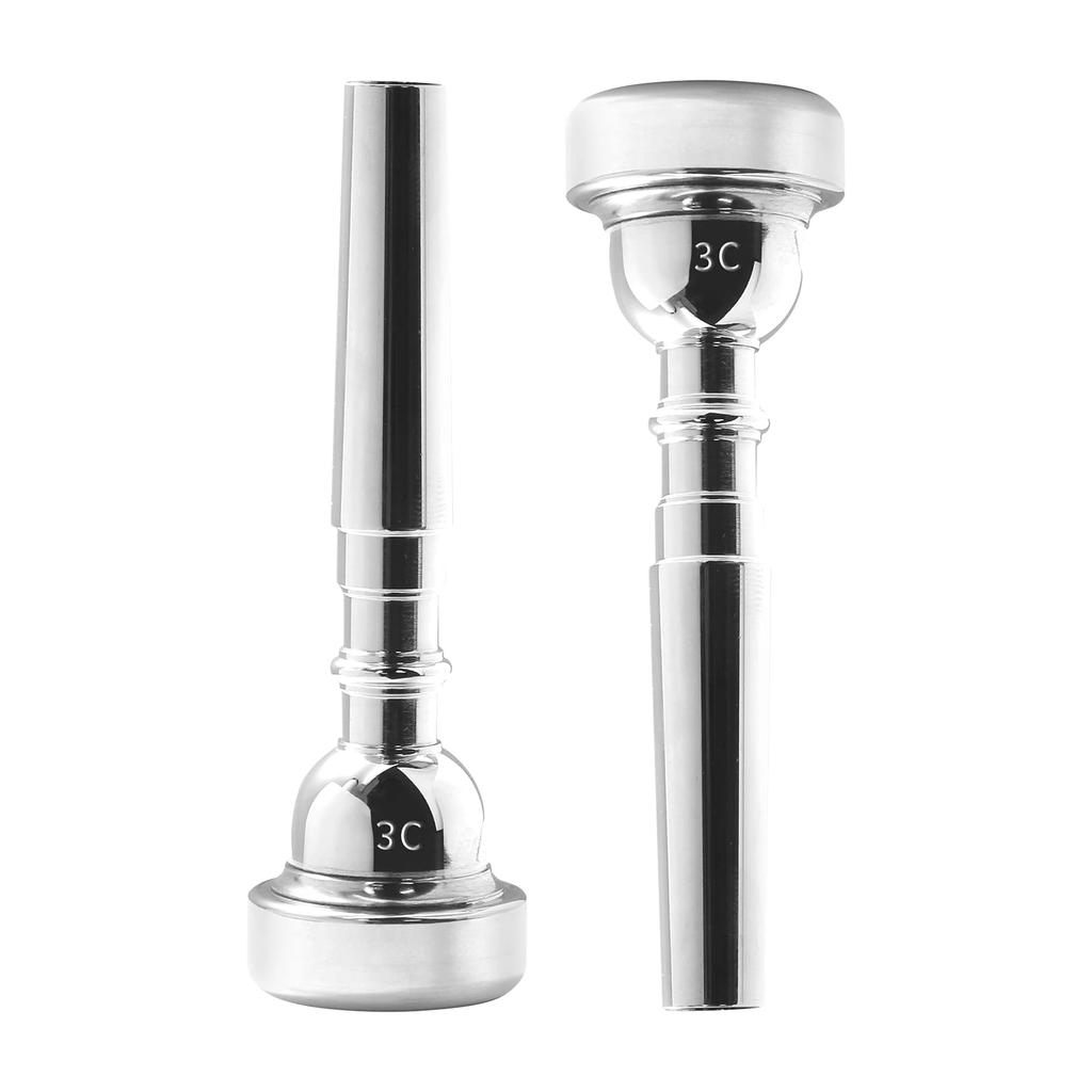Biaungdo Trumpet Silver Plated 3C Trumpet Mouthpiece Brass Mouthpiece Replacement Trumpet Accessories Musical Instrument Mouthpiece for Professional