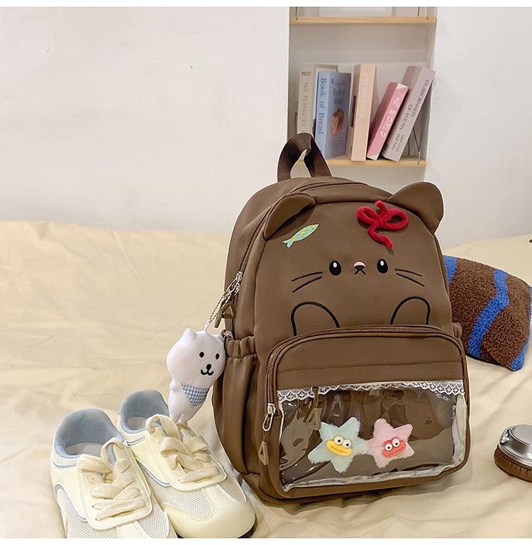 Schoolbag Japanese ins new high-value fresh and sweet candy color cute kitten backpack girl light backpack