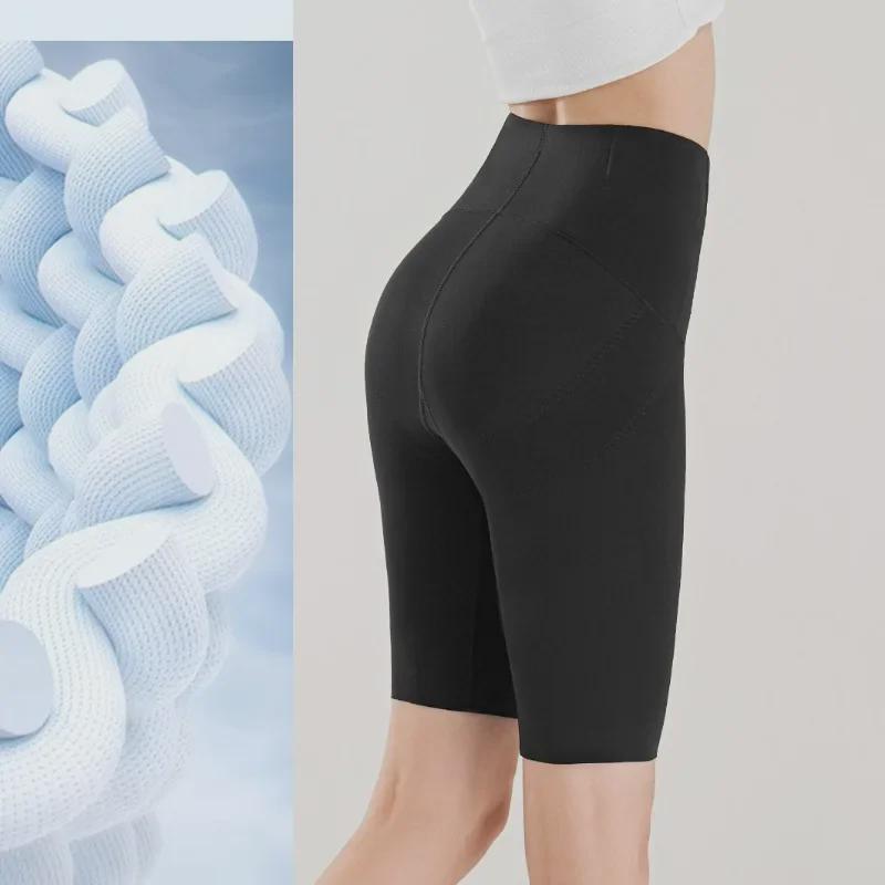 Women's Seamless Cycling Shorts - High Waist, Tummy Control, Hip Lifting, 5-Point Style, Double-Layer, Breathable Summer Shapewear.