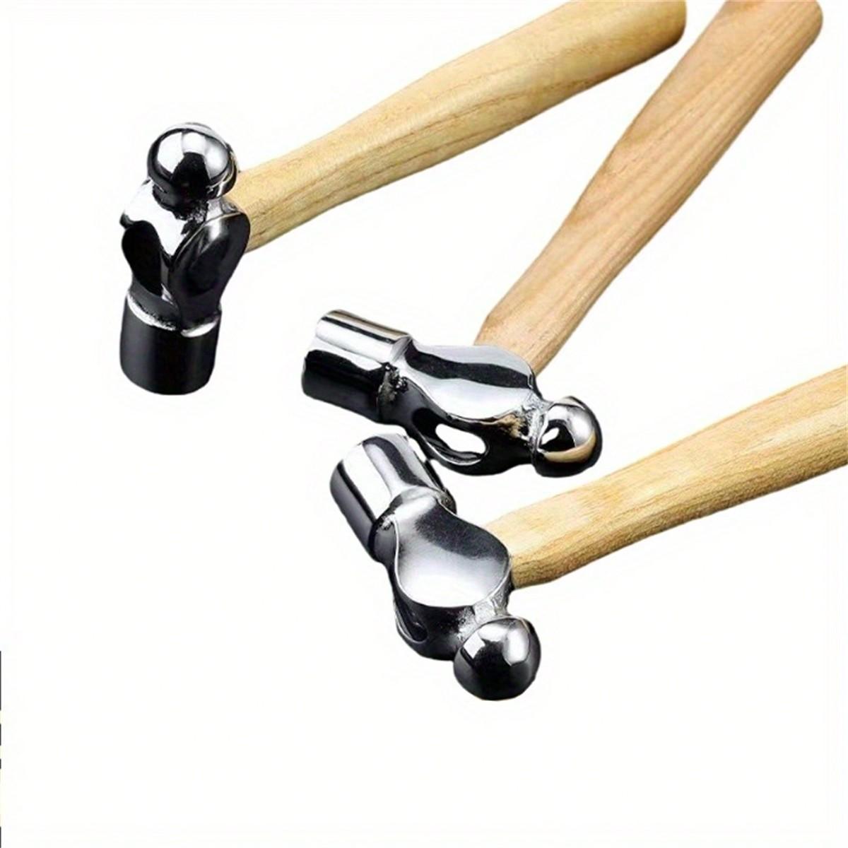 

1 шт. Двусторонний молоток для чеканки - 6,1 дюйма, деревянная ручка + стальная головка. С сферической верхней поверхностью для придания фактуры металлическим изделиям 1pc серебряный