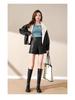 High Waist PU Leather A-Line Shorts for Women - 2023 Autumn/Winter Fashion, Korean Style, Slimming Wide Leg Booty Shorts