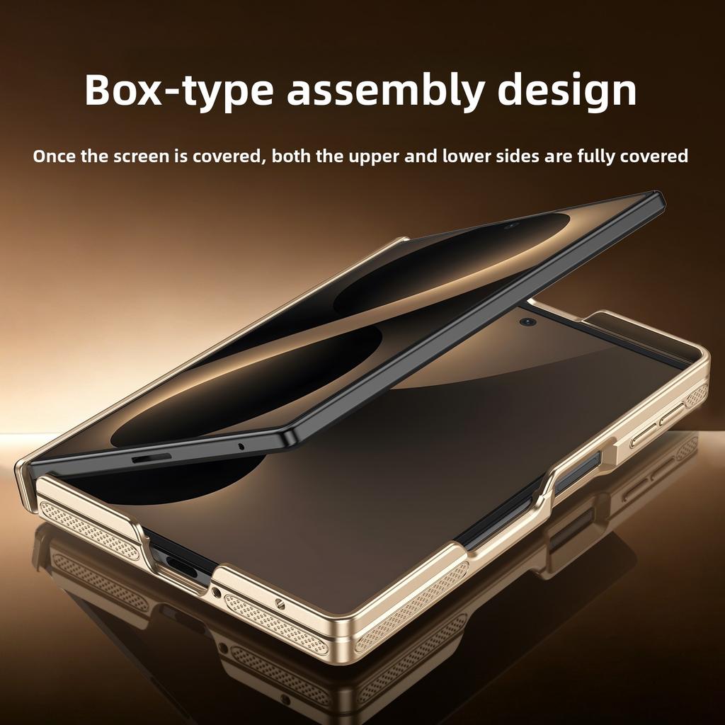 Protezione Cerniera&Cornice di Lusso per Custodia Samsung Z Fold 8 Copertura Posteriore Stile Scatola Magnetica Integrata Custodia in Pelle Cerata ad Olio Protettiva