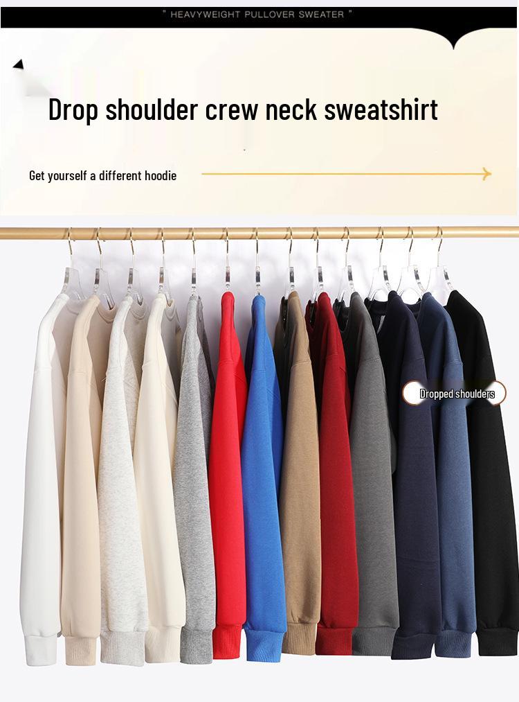 Unisex Urban Style Cotton Fleece Crewneck Sweatshirt - Thick, Solid Color, Trendy and In Stock