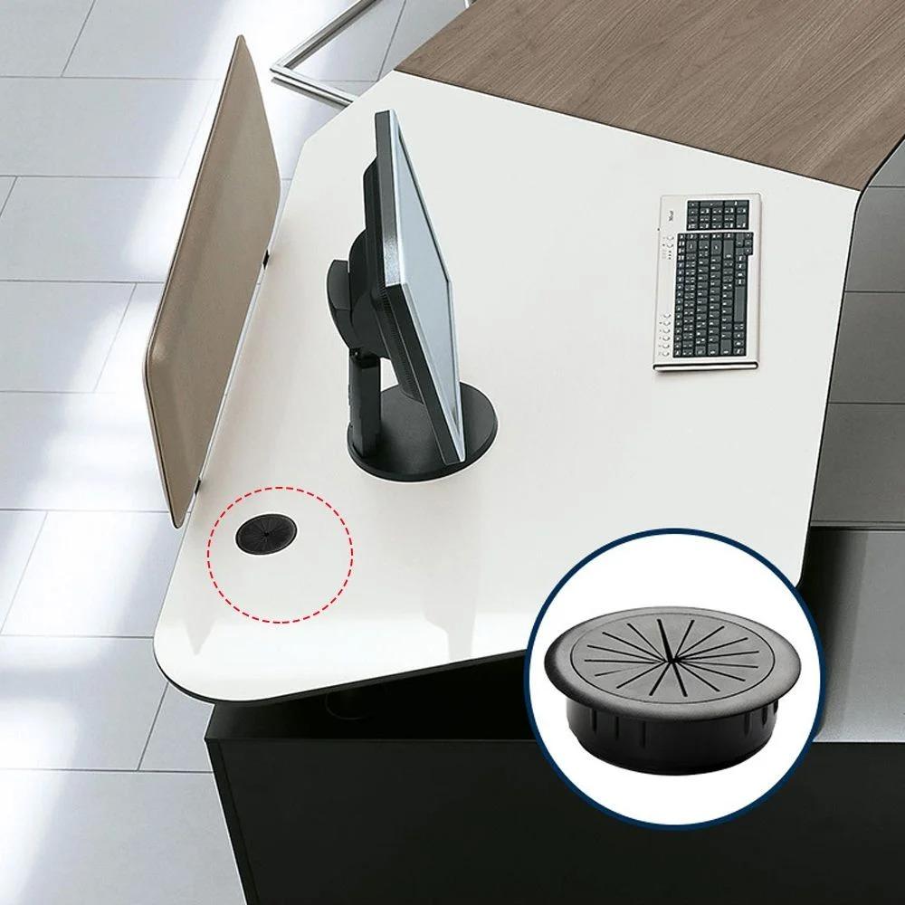 2pcs 60mm Desk Cable Grommet Wire Hole Cover Cord Organizer Table Outlet Port Management