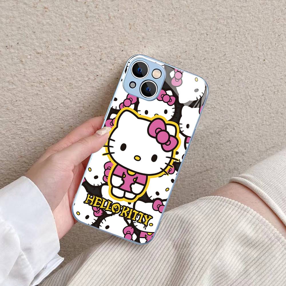 H-Hello Kitty For IPhone 14 13 12 Mini 11 Pro XS Max X XR 14 Plus Tempered Glass Cover