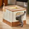 Lettiera per Gatti con Paletta e Vaschetta Setacciante Chiusa Pieghevole Toilette per Gattini Staccabile Ingresso Superiore Frontale Prodotti per Animali Domestici
