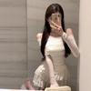 Chic Autumn Two-Piece Set: Sweet & Spicy Milk Top and Cake Skirt 