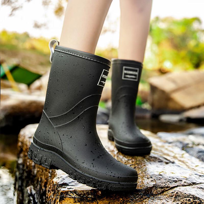 Handun Unisex Mid-Calf Non-Slip Rain Boots