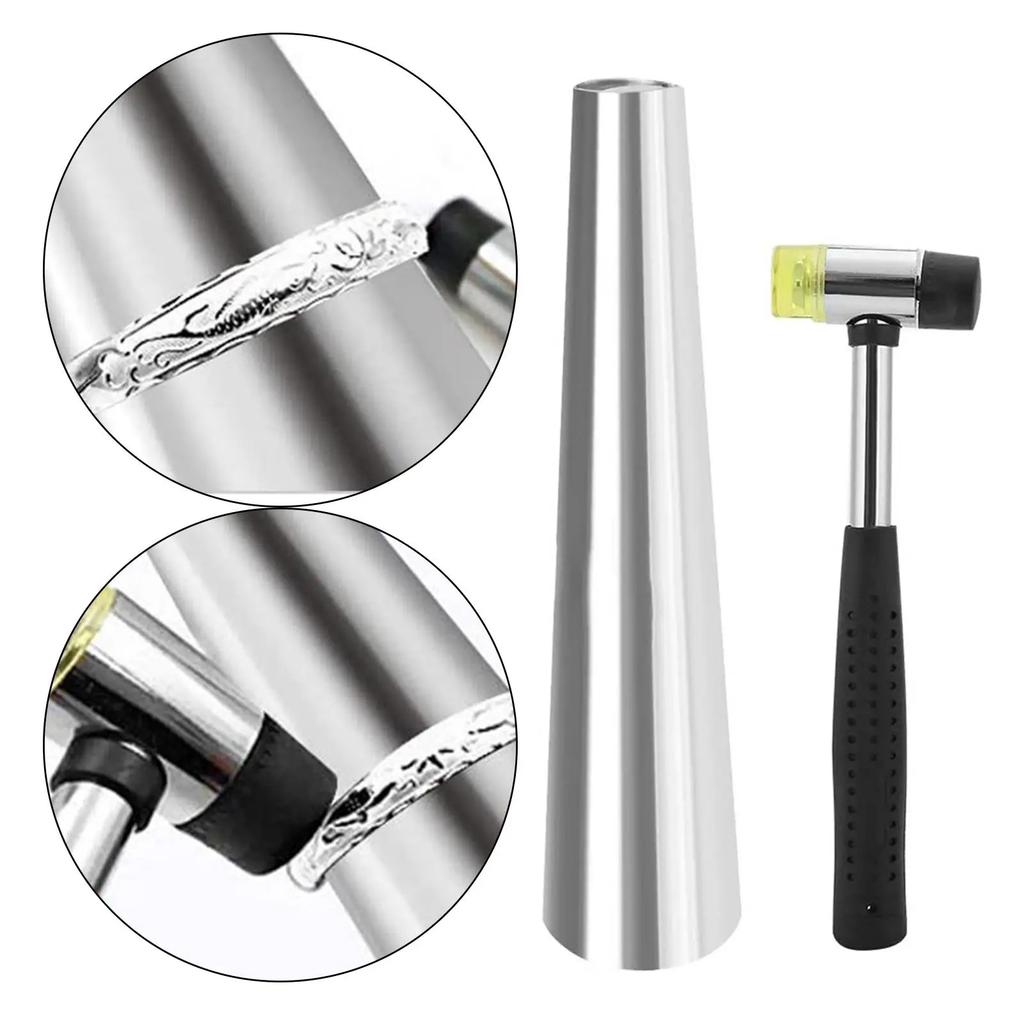 Round Rings Shaping Making Tool with Rubber Hammer, Metal Bracelet Mandrel Jewelers Making Repairing Tool