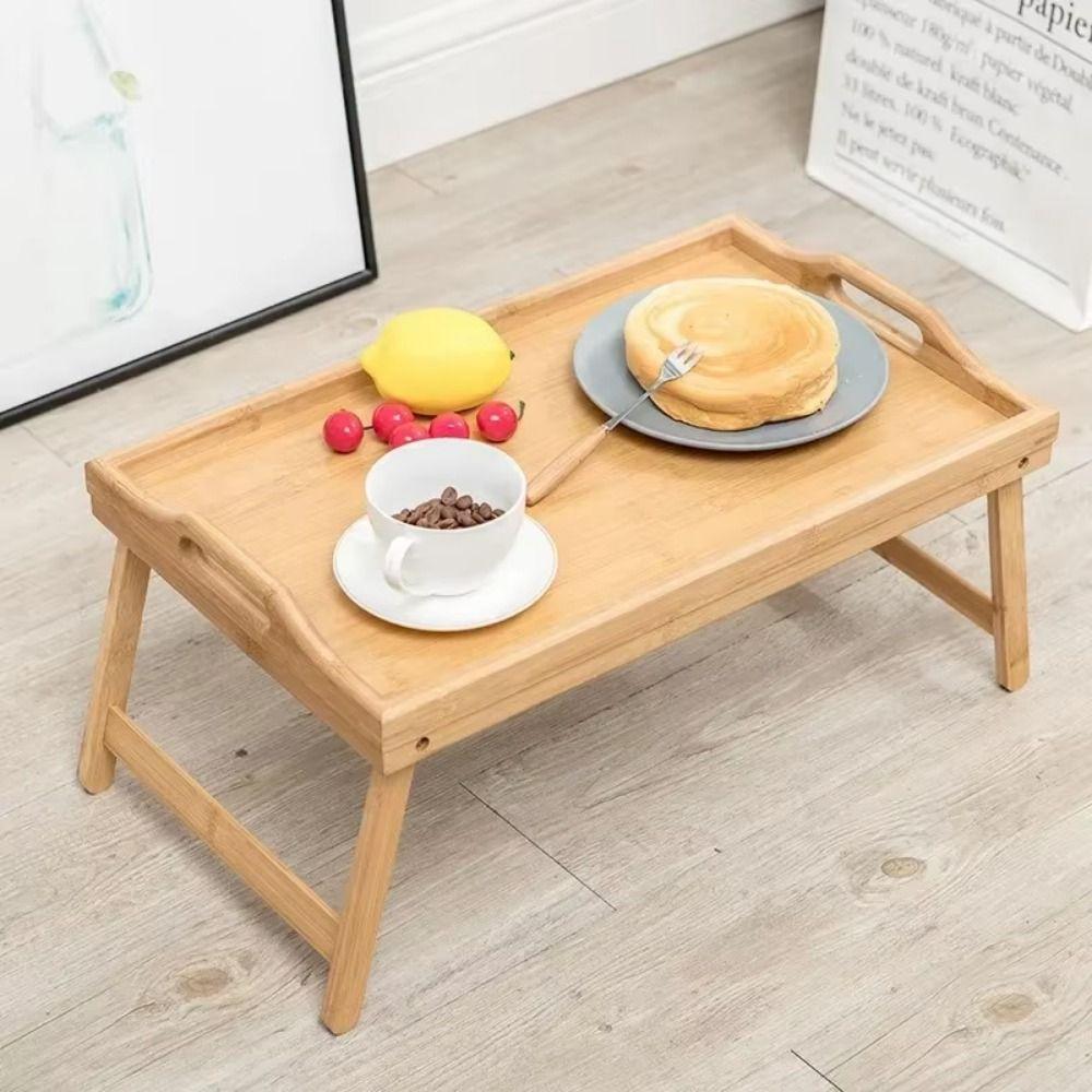 Foldable Legs Bed Tray Table with Handles Breakfast Serving Tray Computer Desk  Bedroom Furniture