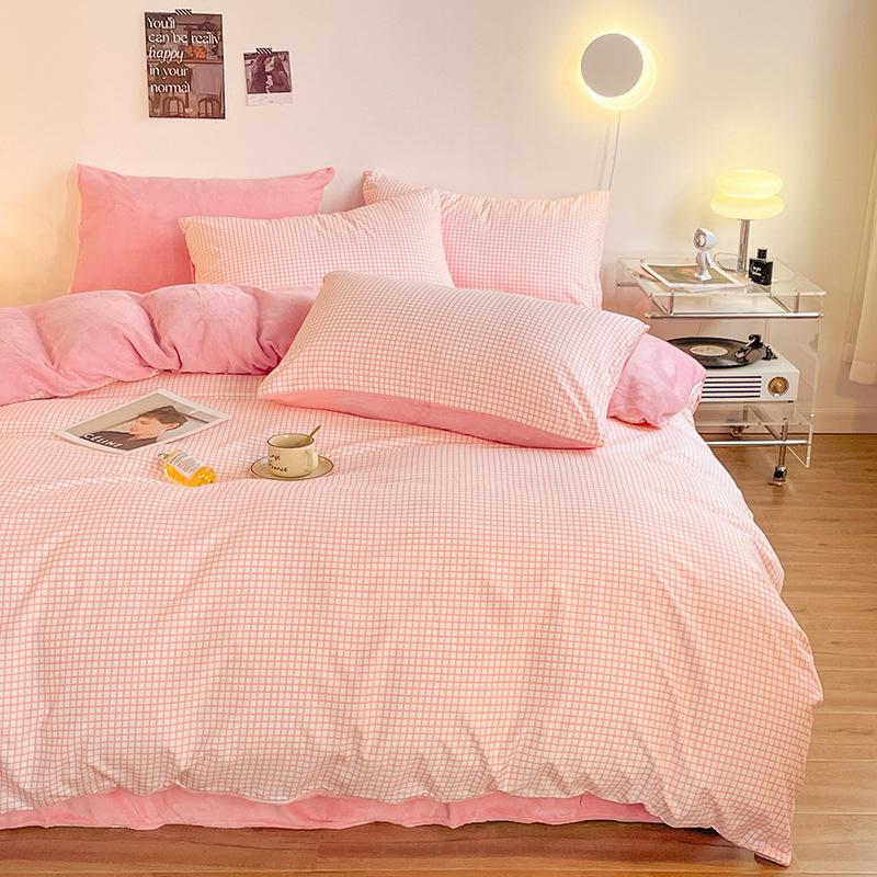 Cotton Fleece Coral Fleece Bed Four-piece Set Flannel Bedding Fleece Quilt Cover Bed Sheet Three-piece Set