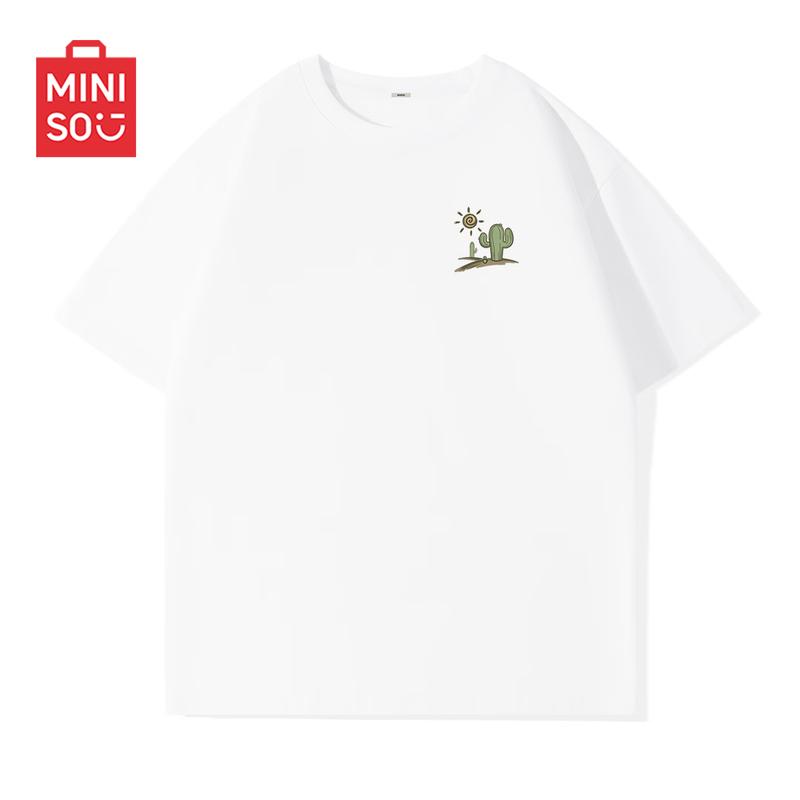 MINISO Men s American Retro Pure Cotton Crew Neck T-shirt L