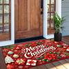Flannel Merry Christmas Doormat, Absorbent Non-Slip Multi-Design Rug, Machine Washable Christmas Mat for Home Entryway
