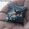 Orca Wave Ocean Throw Pillow Covers Pattern Cushion Cover Suitable for Sofa Bedroom Car Pillow Cover