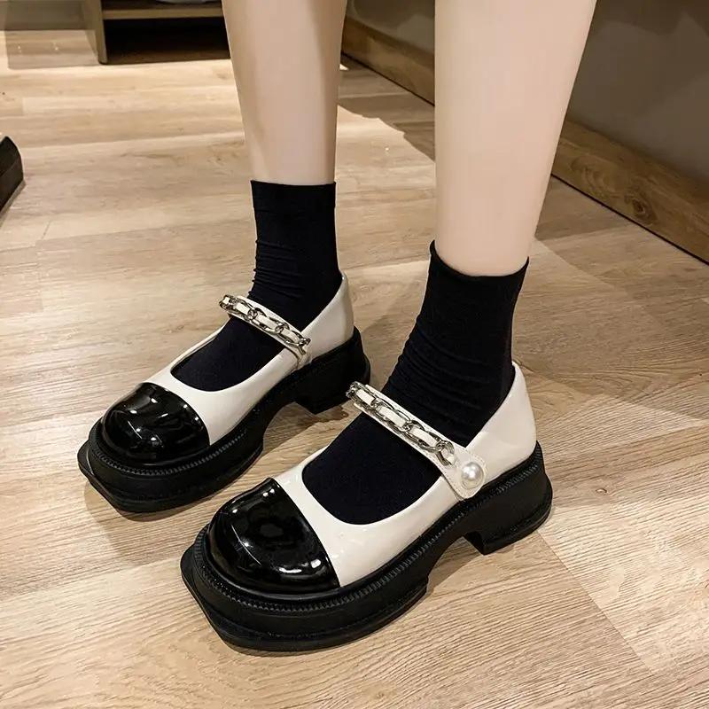 Fashion Platform Woman Pumps High Heels Japanese Style Lolita Shoes for Women Mary Jane Gothic Square Toe Loafers on Heeled Stylish 39