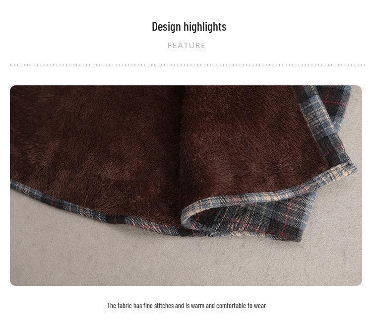 Women's Winter Brushed Plaid Long Sleeve Mid-Length Coat