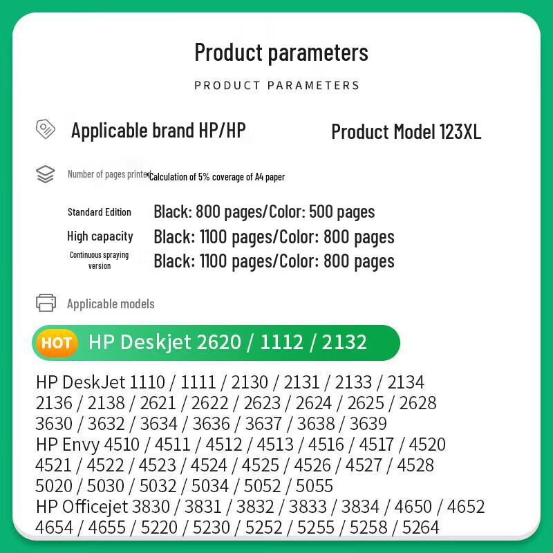 Kompatible nachfüllbare HP 123XL schwarze Tintenpatrone