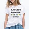 Lovely Rainbow Birds Cockatiel Parrot Graphic T Shirt Unisex Summer White Short Sleeve Tshirt Cute Top Female Tshirt Clothes