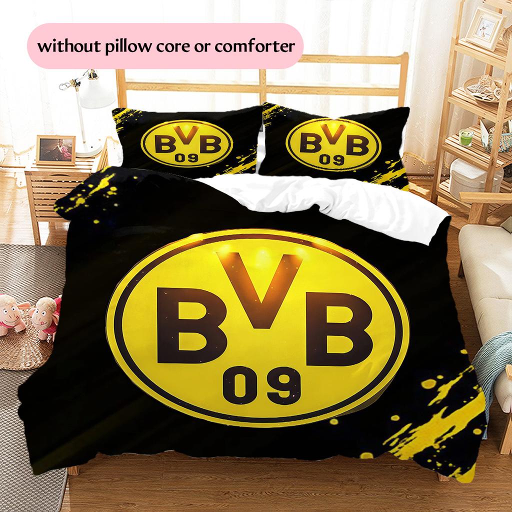 Borussia Dortmund Pattern Bedding Quilt Set  Home Decoration  Gift (1 * Duvet Cover + 2 * Pillowcase  Without Core)