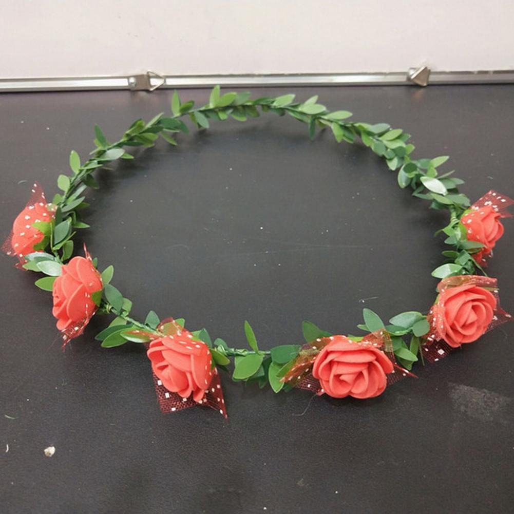 4Pcs Rose Flower Crown Bride Floral Hair Wreath Headband Garland Women Girls Hair Accessories Wedding Party Headwear