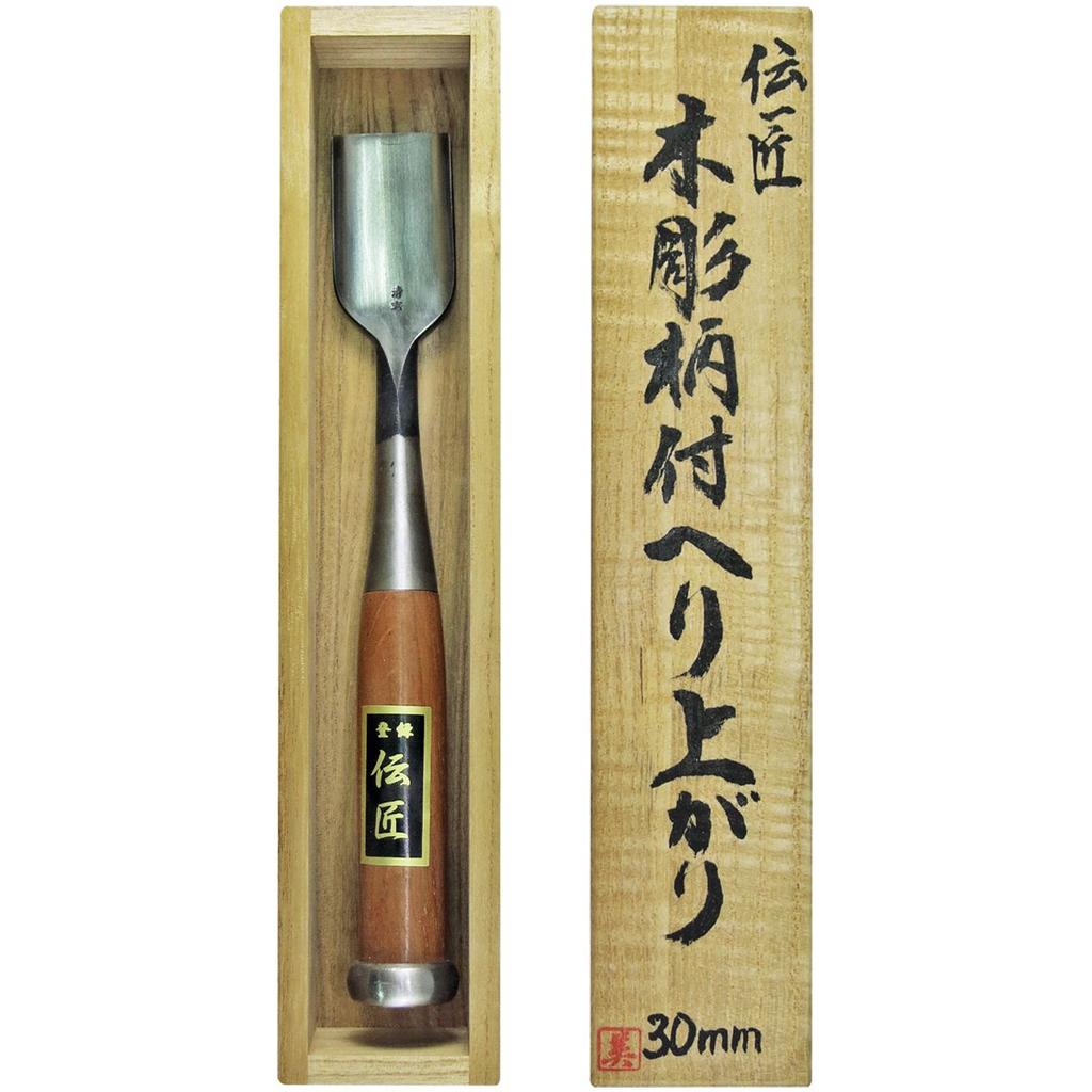 Densho Wooden Carved Chisel with Handle In Paulownia Box 30mm