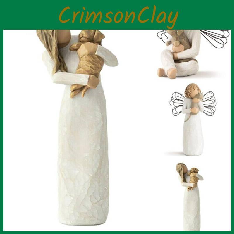 Tree Angels Willow Figurine Embrace Pet Ornament Sculptures Statue Gift Resin