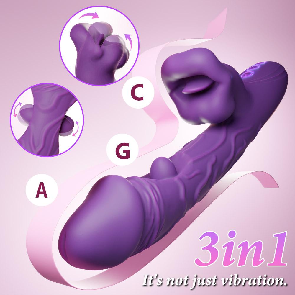 Dildo Vibrator Women's Erotica Clitoral Vibrator G-spot Insertion Dildo with Slap Vibration and Mouth Sucking for Female Couples