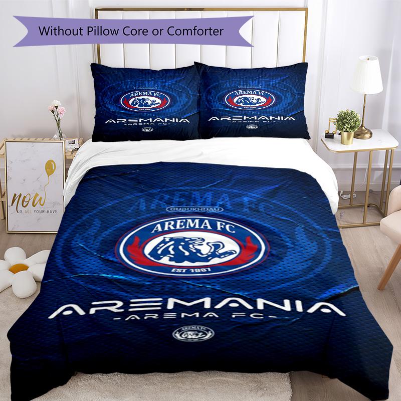 Arema Football Club Printed Pattern Duvet Cover Set – Includes 1 Duvet Cover and 2 Matching Pillowcases Bedroom Decor Christmas Gifts