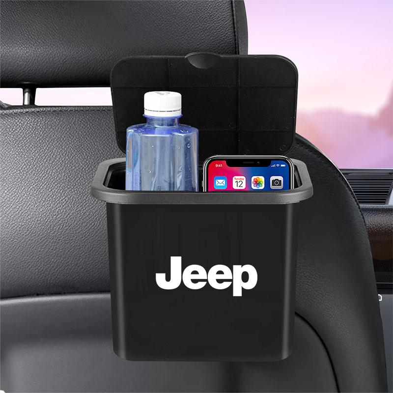 Car Trash Can Portable Hanging Vehicle Garbage Case Stickers For Jeep Wrangler Grand Cherokee Renegade Tyre Stem Air Caps AKT1