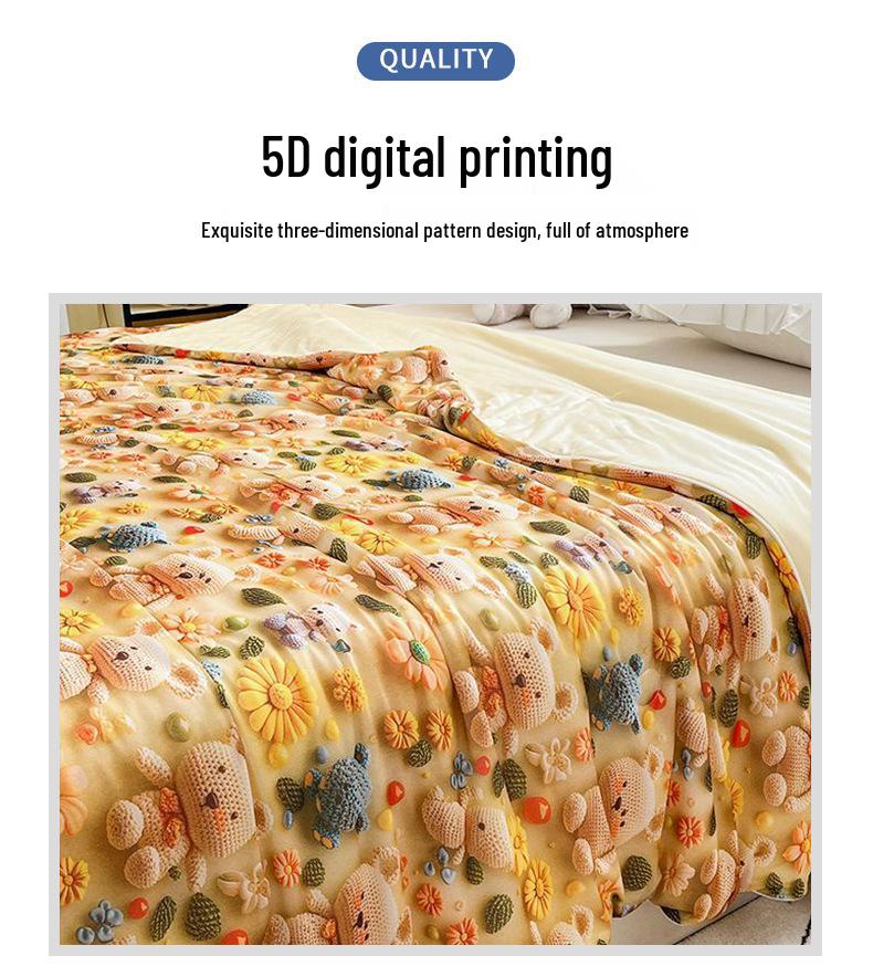 Kids' 3D Cartoon Summer Quilt - Lightweight, Washable Cotton for Dormitory/AC Use