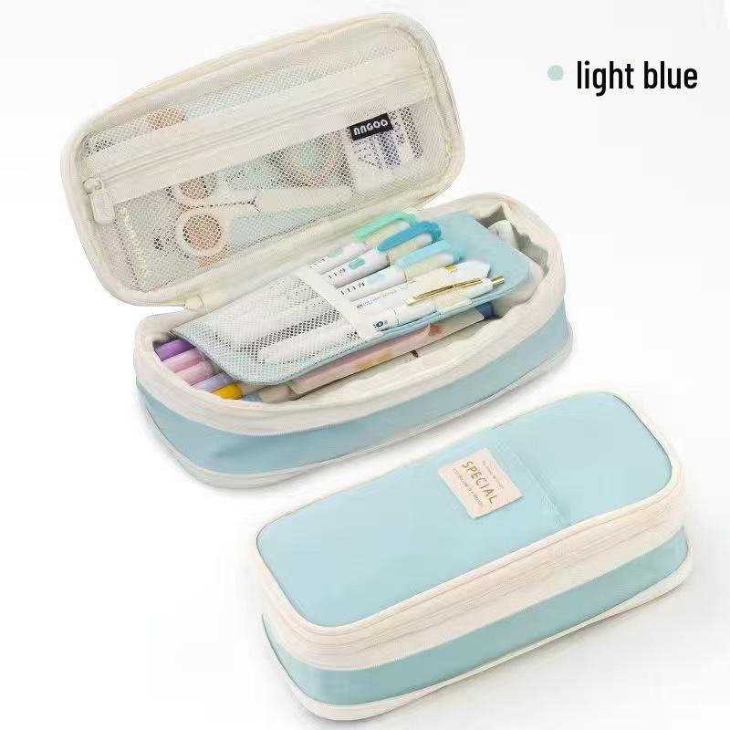Macaron Multi-layer Pencil Case: Large Capacity, Pure Color Stationery Box for Boys and Girls in Junior High & High School