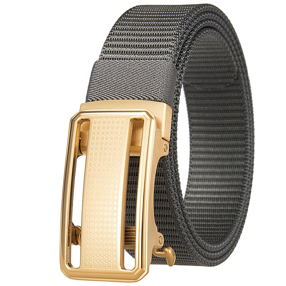 1Pcs Fashion Nylon Braided Belt Men, Button Head Front Switch Toothless Stainless Steel Buckle 3.5Cmly36-61931-3