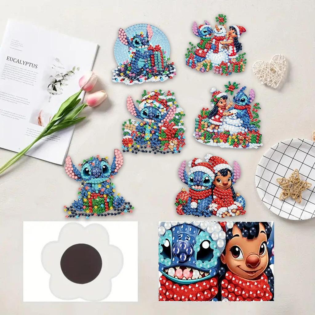 6Pcs Gift Series Diamond Art Fridge Magnet Diamond Painting Refrigerator Magnet Diamond Painting Fridge Magnet for Adults Beginners