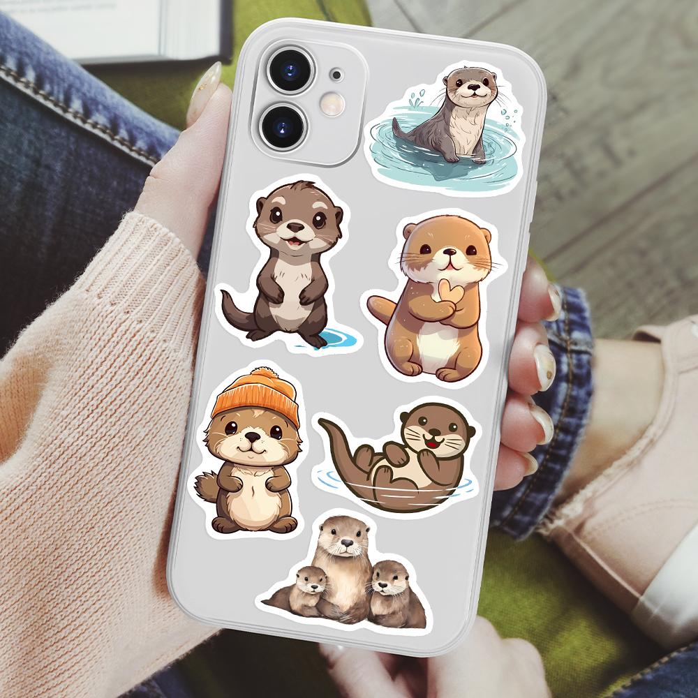 Cute Watercolor Otter Stickers Art Clipart DIY Gift Toys Decal for Laptop Scrapbook Decorative Phone Bottles Luggage Waterproof