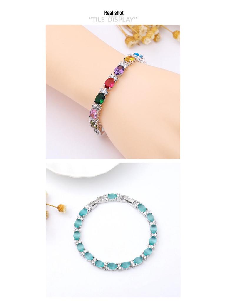 Women's Multicolor Zircon Crystal Bracelet - Non-Fading Gemstone Jewelry