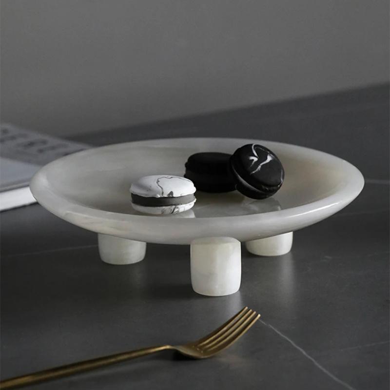 1pc Marble Tray Perfume Jewelry Fruit Storage Tray Entrance Key Storage Rack Dressing Table Storage Tray Home Accessories