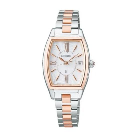 Seiko Watch LUKIA SSVW230 Ladies Wristwatch Grow Series Made Japan Solar Radio-Controlled Date Calendar Silver Pink Gold White Dial Stainless Steel