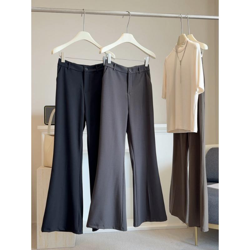 

Темпераментные универсальные брюки-клёш с микро-клешем и широкими штанинами, повседневные, для женщин, новинка осени, драпирующиеся и тонкие брюки для женщин XL серый