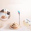 Booteely Wooden Two/3 Levels Pet Cat Toy Tower Tracks Disc Cat Intelligence Amusement Triple Play Disc Cat Toys Ball Training Toys Decor