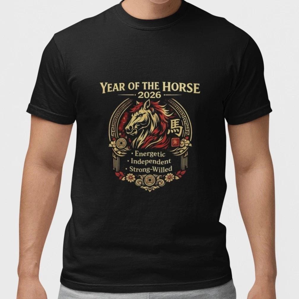 2026 Year of the Horse Shirt Chinese Zodiac Lunar New Year Gift Tee Unisex T-Shirt XXXXL