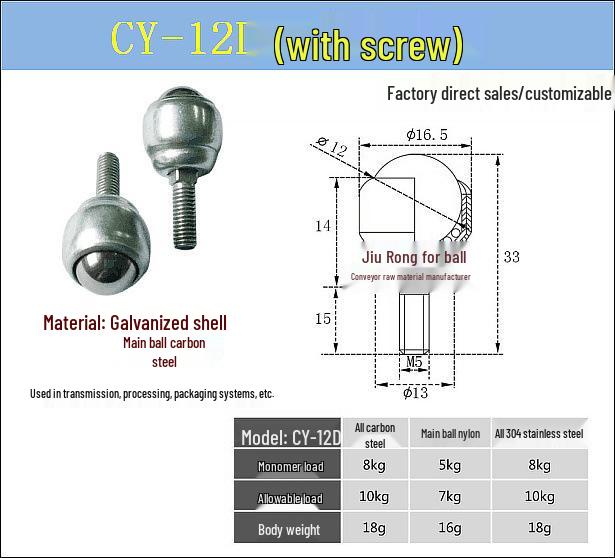 Nylon Stainless Steel Stamping Ball Roller CY12D19D25D