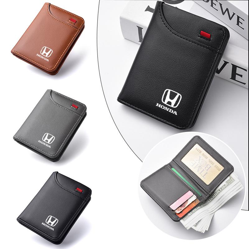 Leather Mini Credit Card Purse Portable Car Wallet For Honda civic accord fit jazz pilot CRV odyssey passport city shuttle HRV XI6
