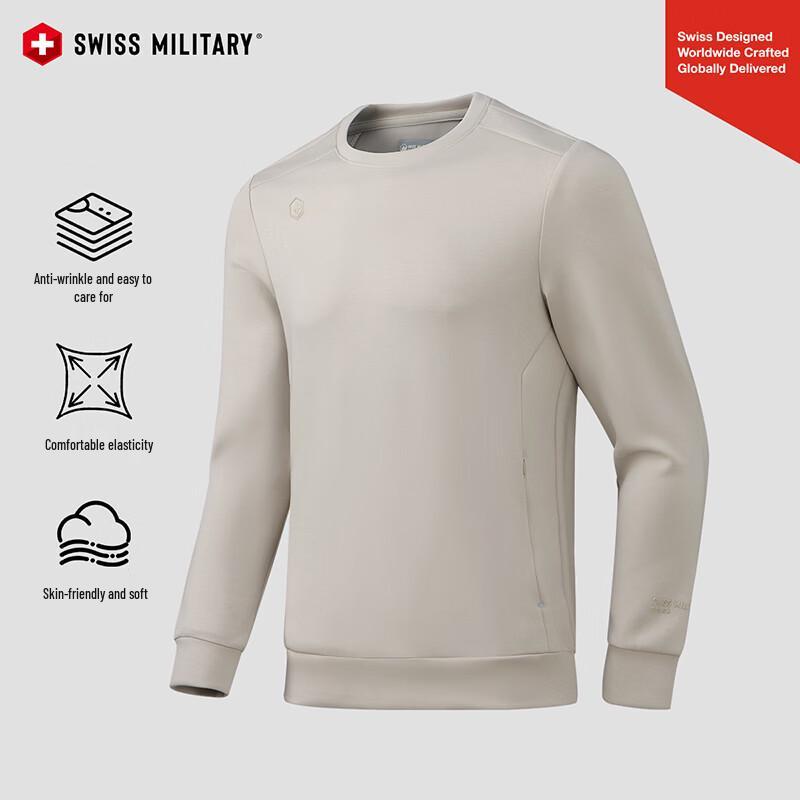 SWISS MILITARY Men s Letter Print Long Sleeve Pullover 3XL хаки