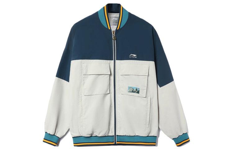 Li Ning Sports Trendy Collection Jacket Fall Unisex Deep Water Duck Blue Antarctic Gray Multicolor AJDR383-3