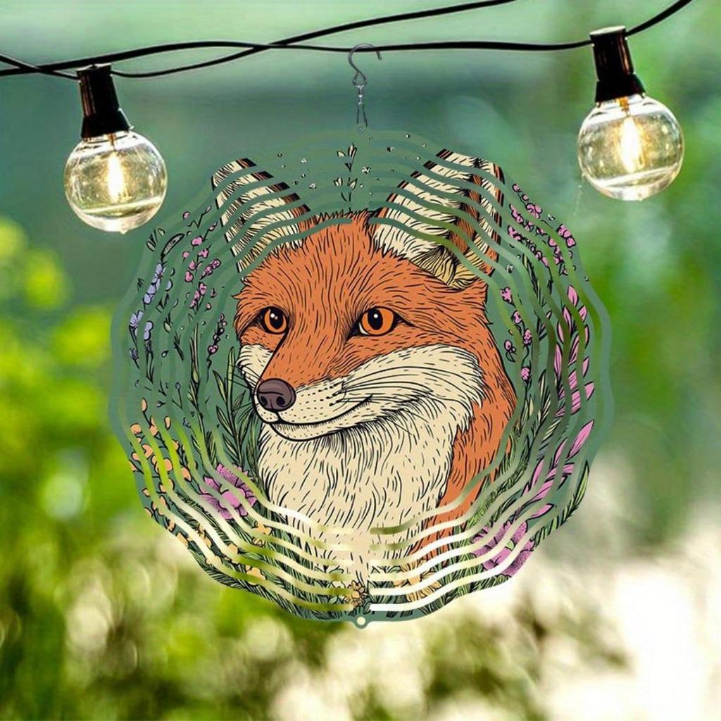 Vibrant Metal Fox Garden Spinner for Outdoor Decor Durable Wind Powered Sculpture for Yard Art and Thanksgiving Decoration Indoor Outdoor Use