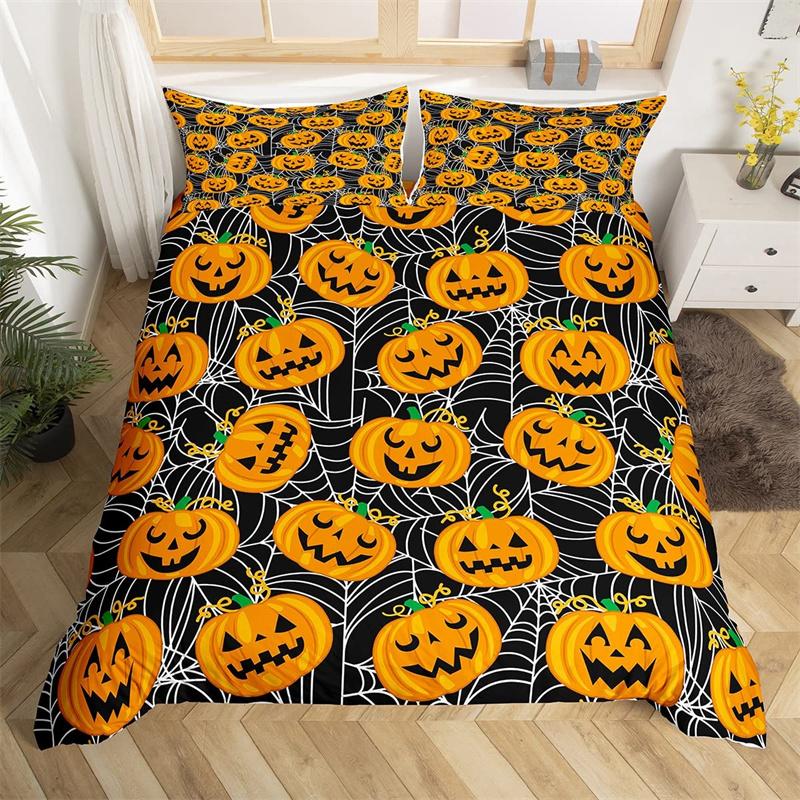 Pumpkin Tree Duvet Cover Happy Halloween Bedding Set Full Microfiber Horror Theme Comforter Cover For Kids Boys Girls Teens Room